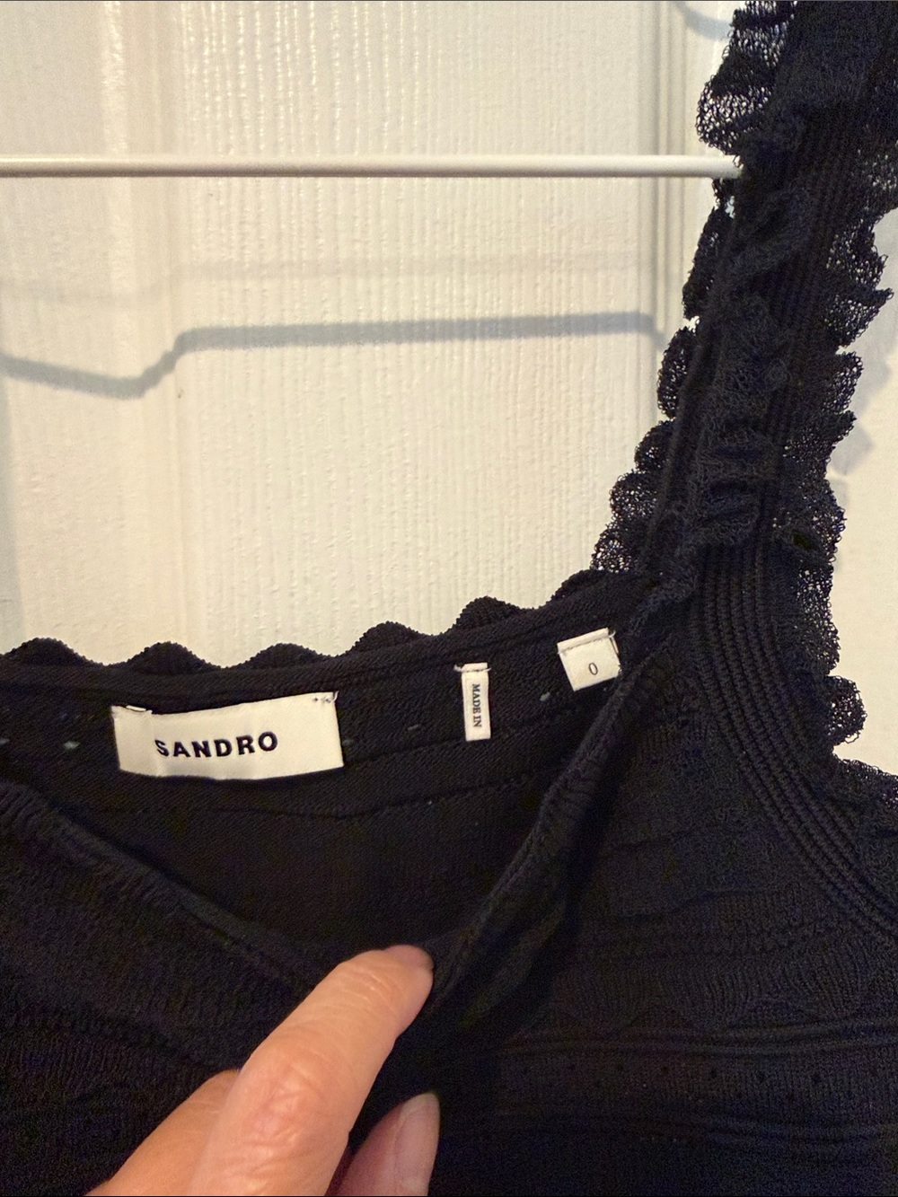 Sandro Black Ruffled Knit Cropped Tank - Picture 4 of 6